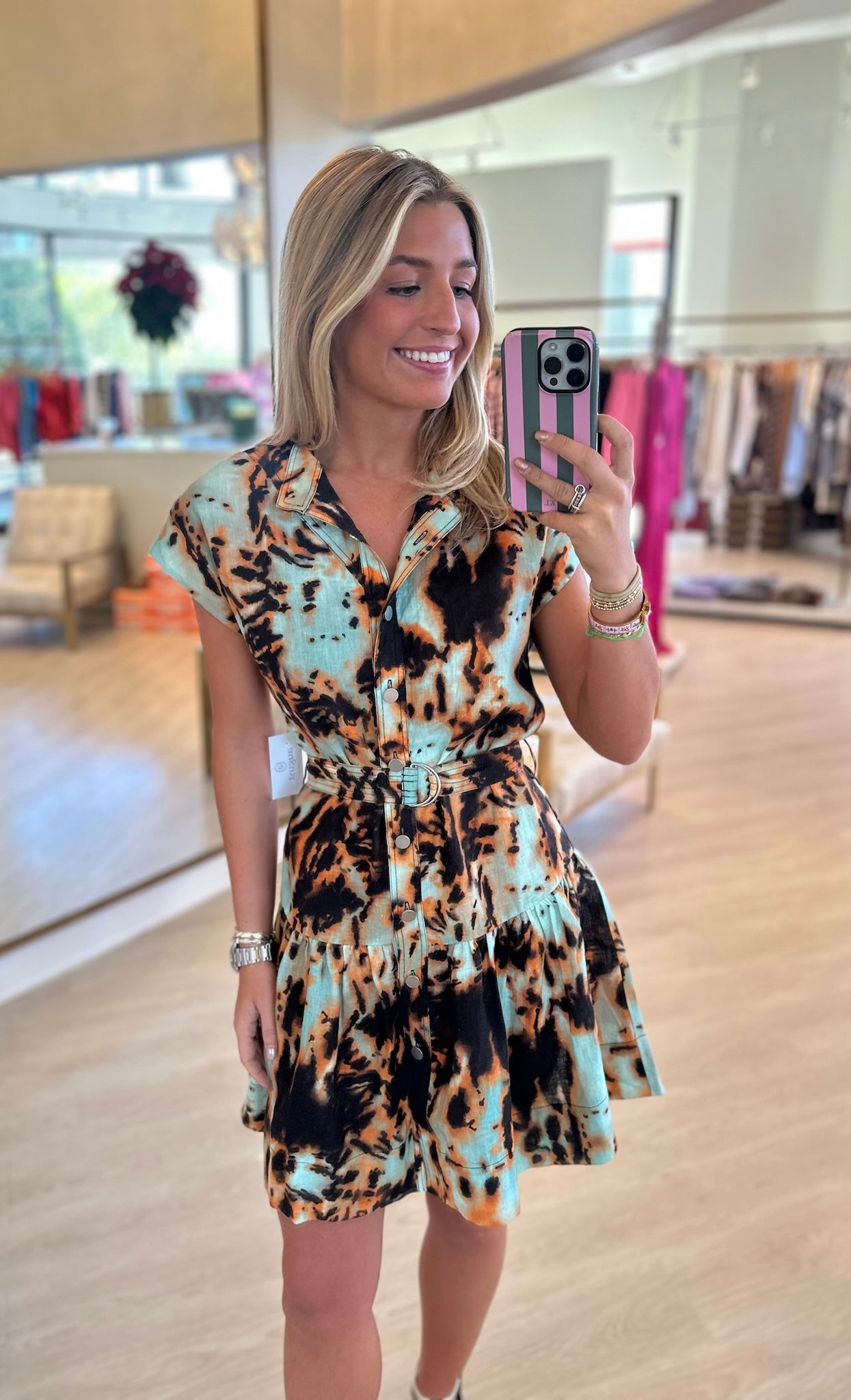 Ka3744 Printed Linen Mini Dress