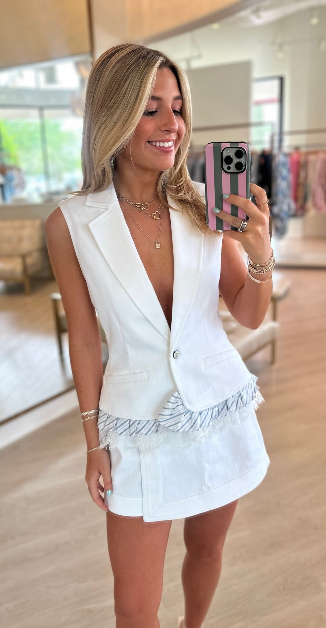 Cizs49534 White Denim Skort