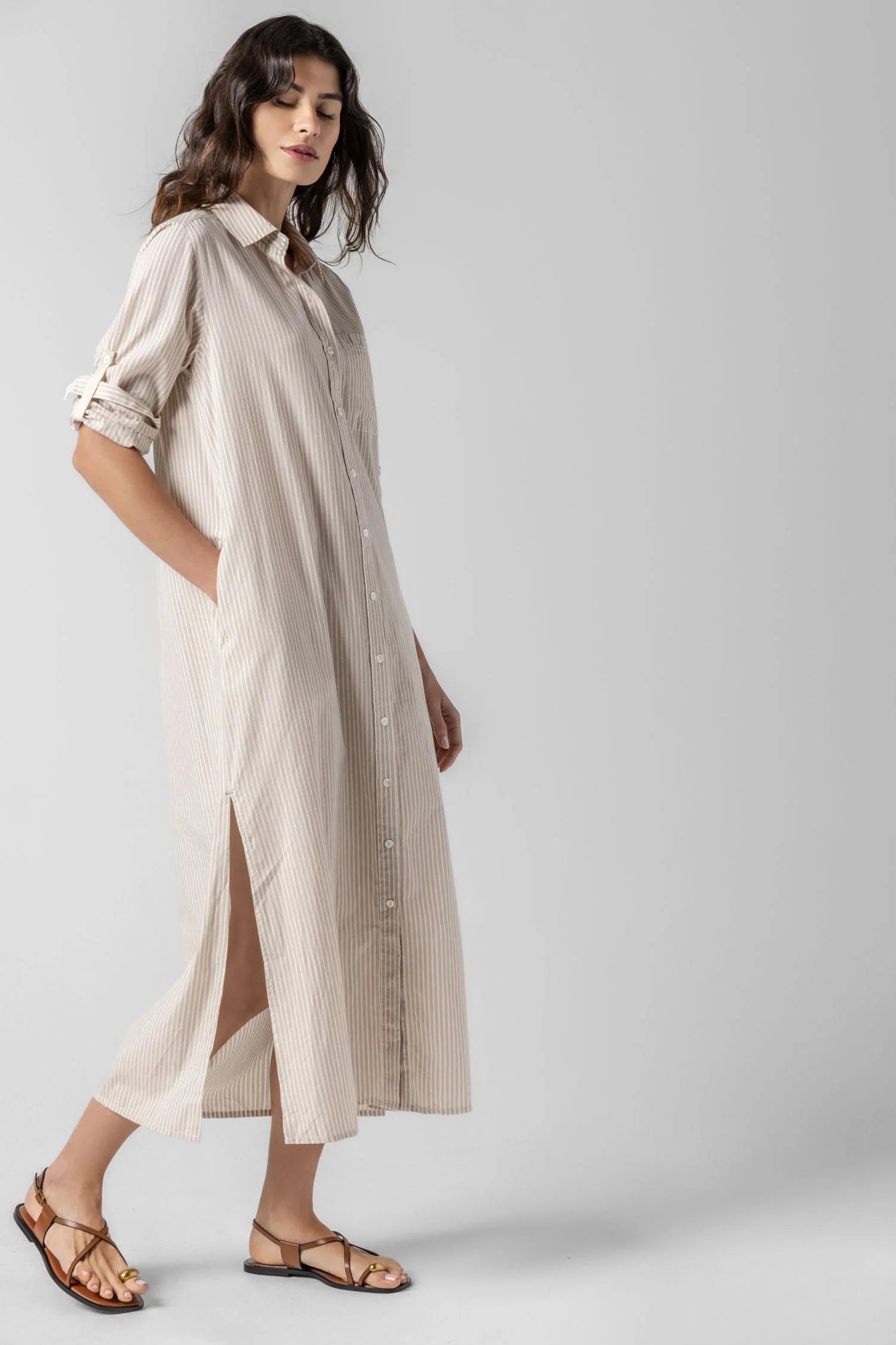 Lipa2994 Striped Maxi Shirtdress