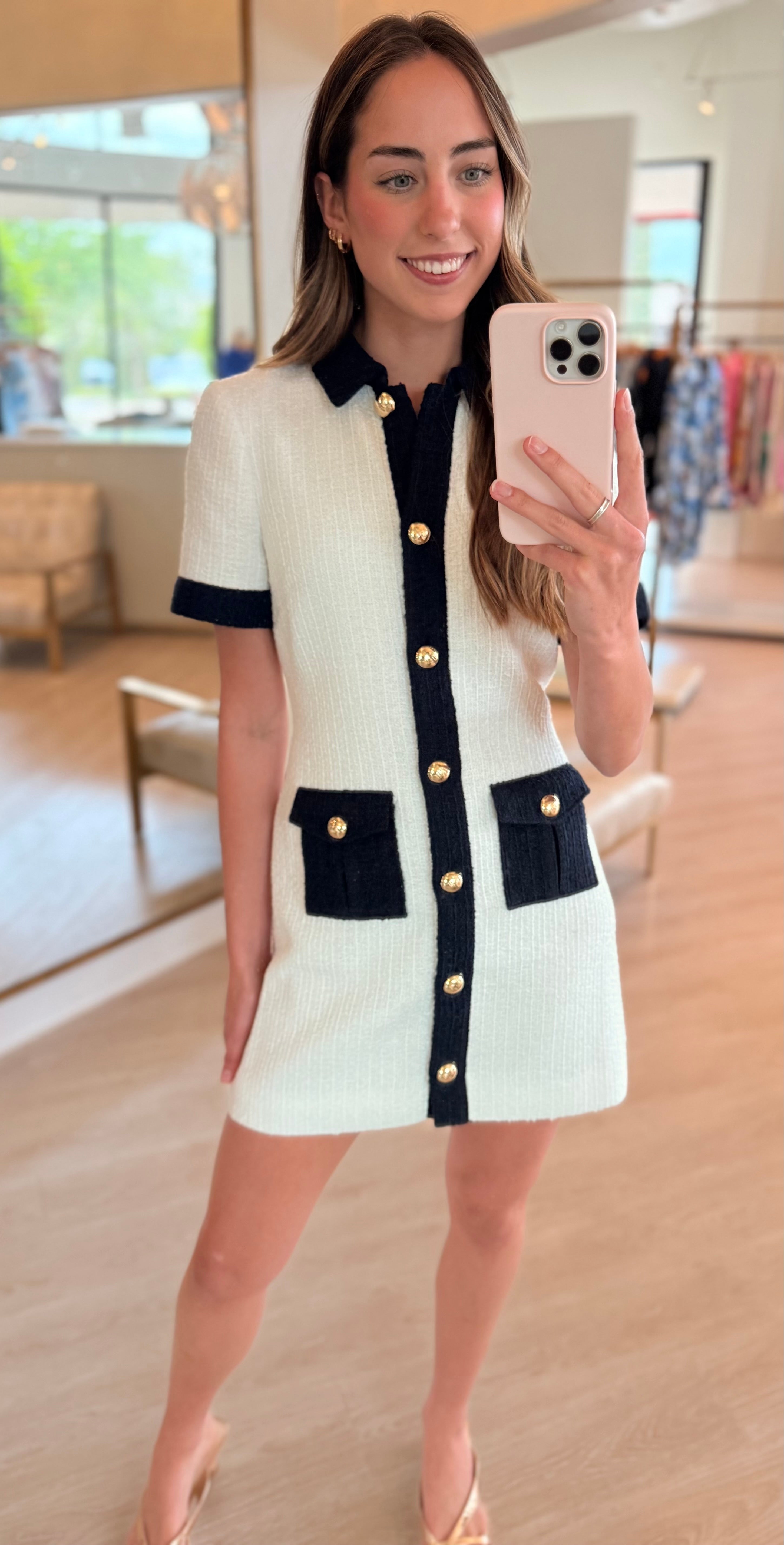 Cizd299778 Contrast Tweed Dress