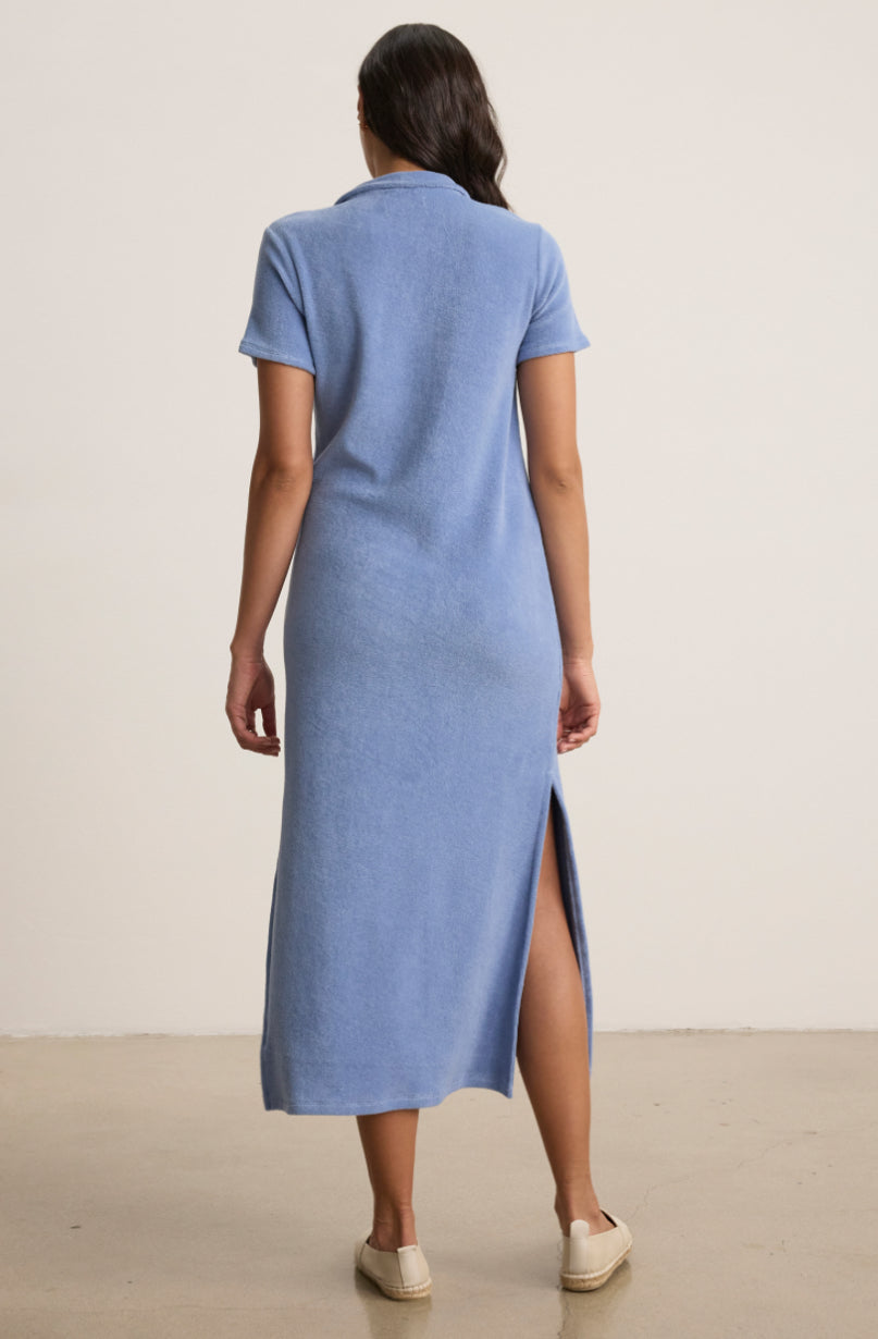 Velianne Blue Terry Polo Maxi Dress