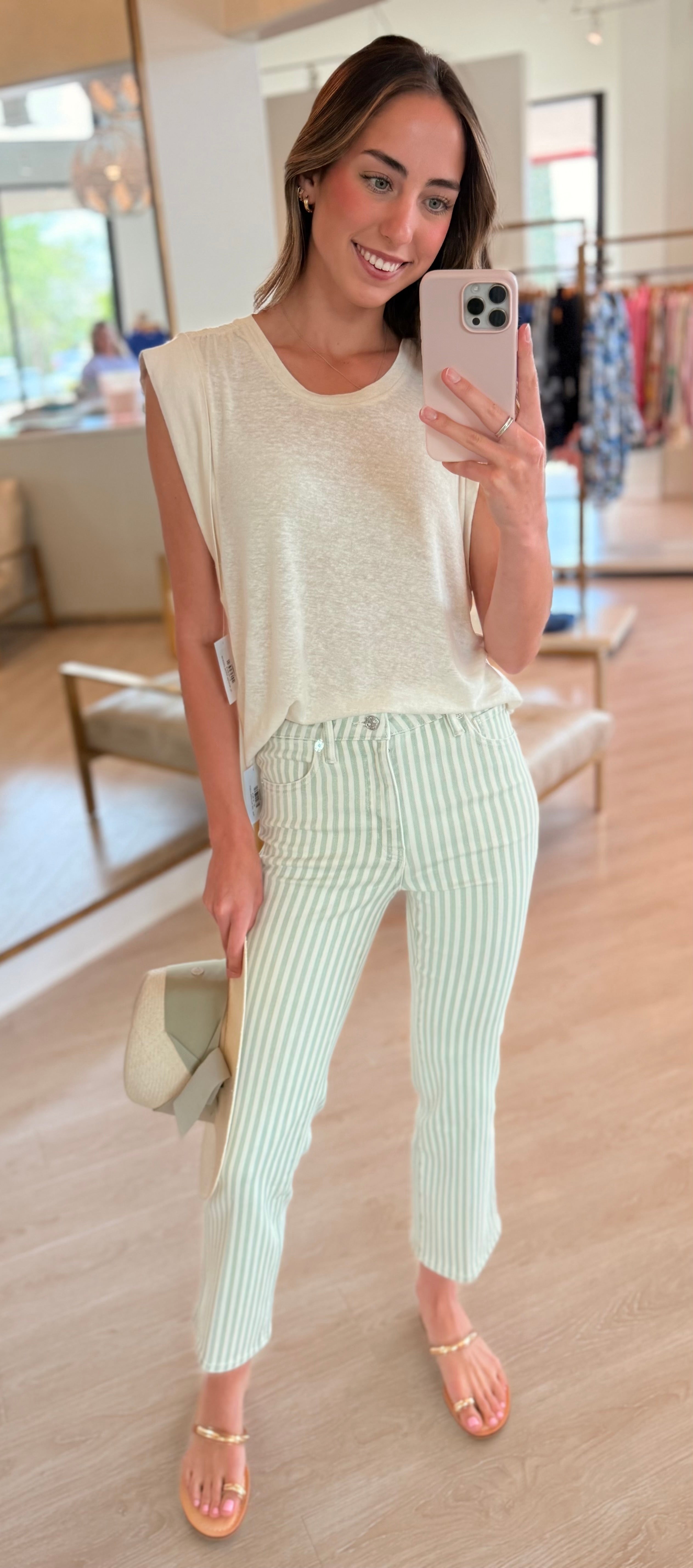 Fr30012 Reboot Crop Jean - Stripe
