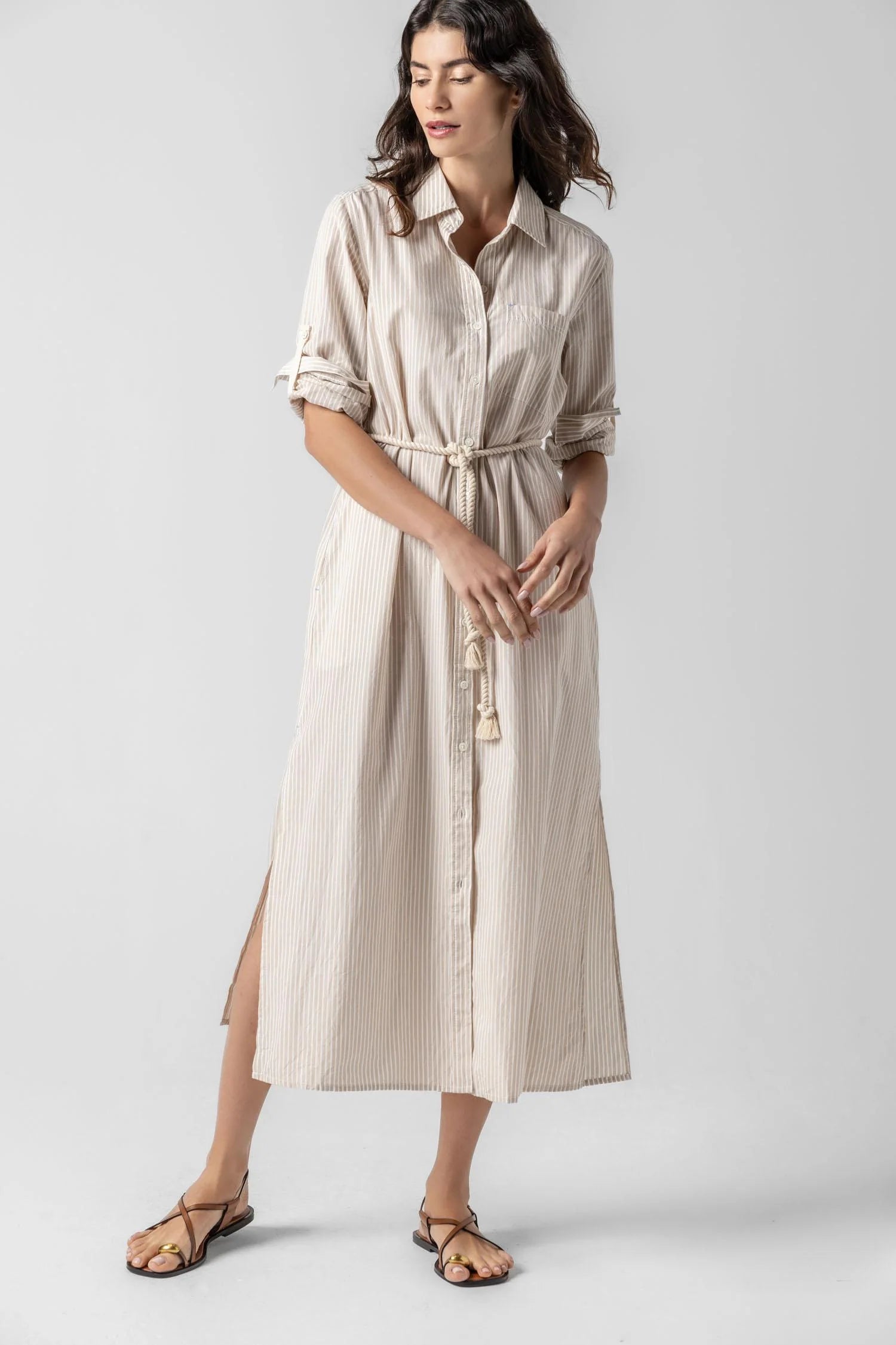 Lipa2994 Striped Maxi Shirtdress