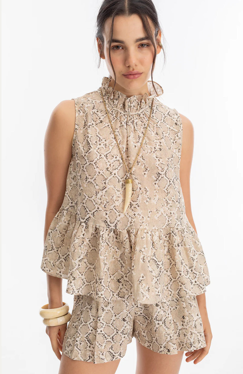 La1846 Metallic Linen Top
