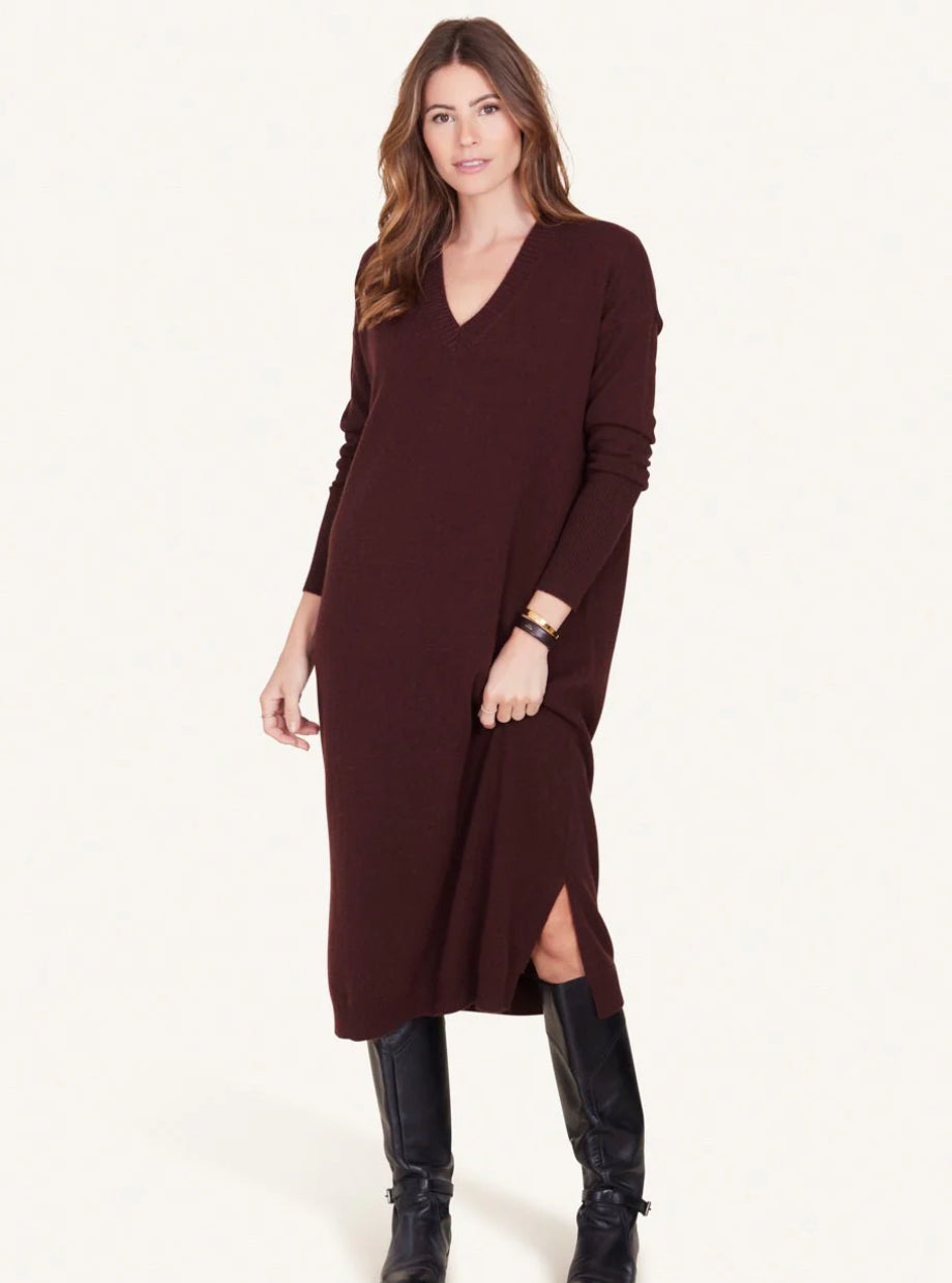 Nm0266 Not Monday Burgundy Cashmere Sweater Dress
