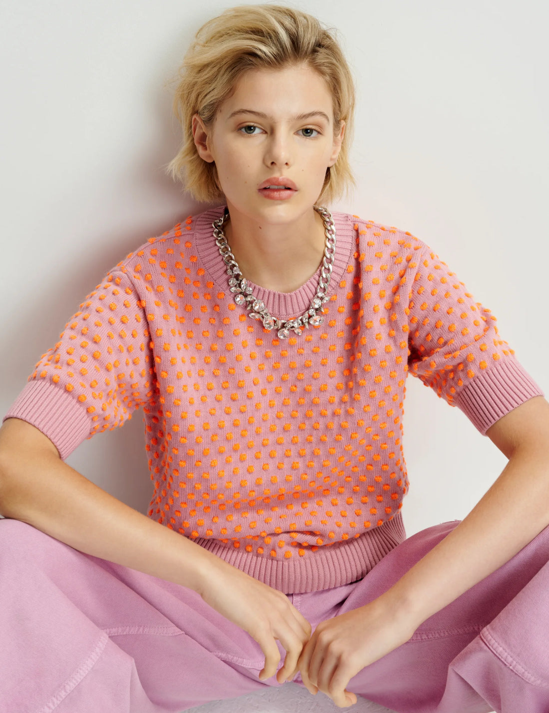 Eshopes Polka Dot Jacquard Sweater