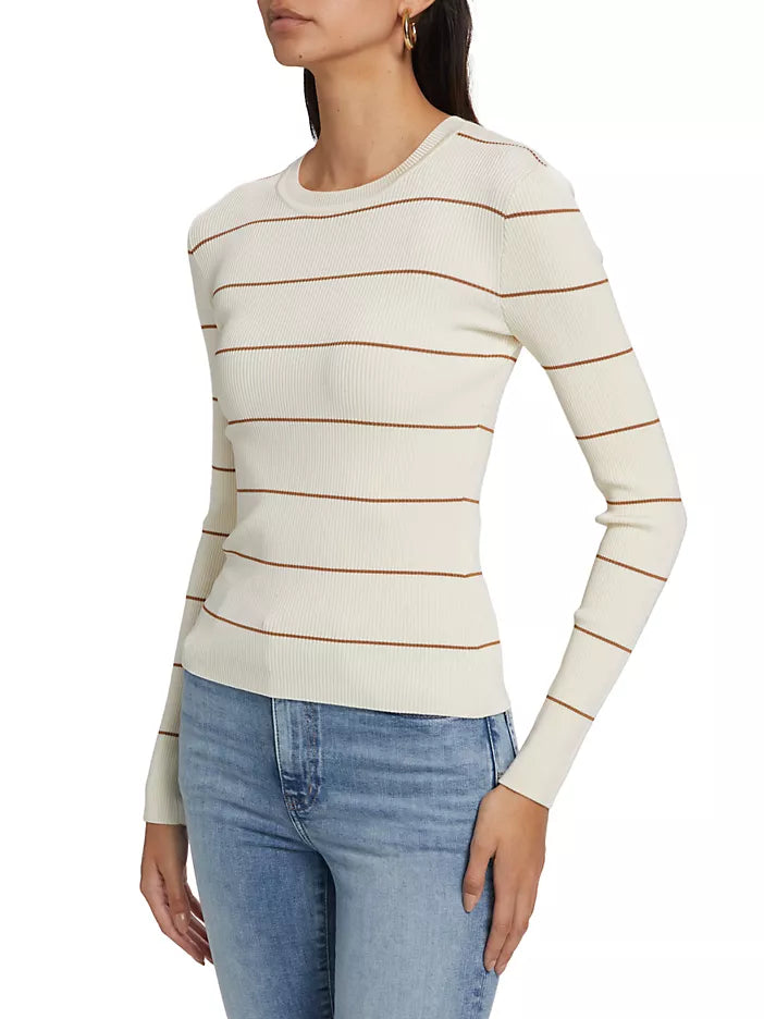 Frsw003 Camel Stripe Rib Crewneck