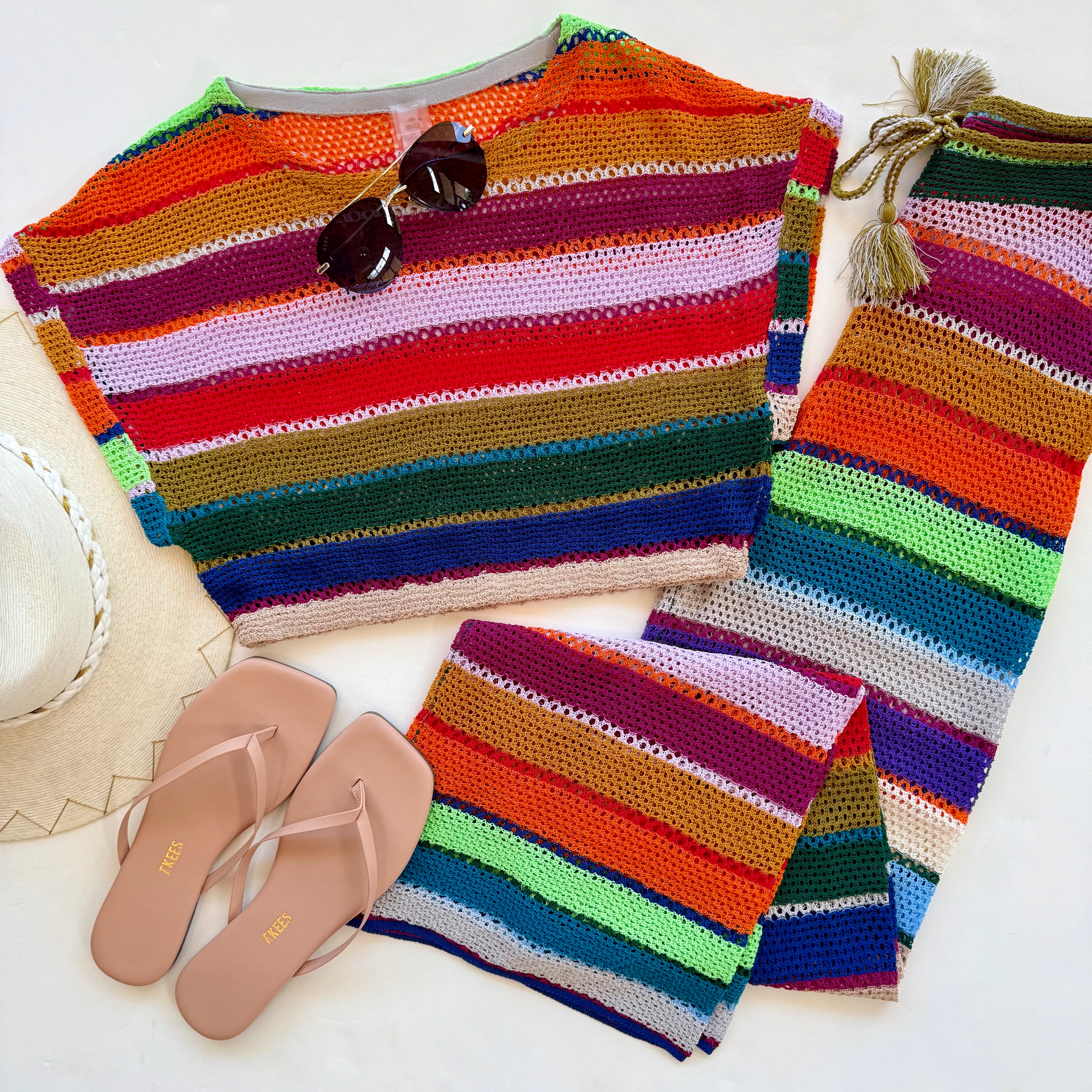 Pq1094 SET - Rainbow Stripe Pant Set