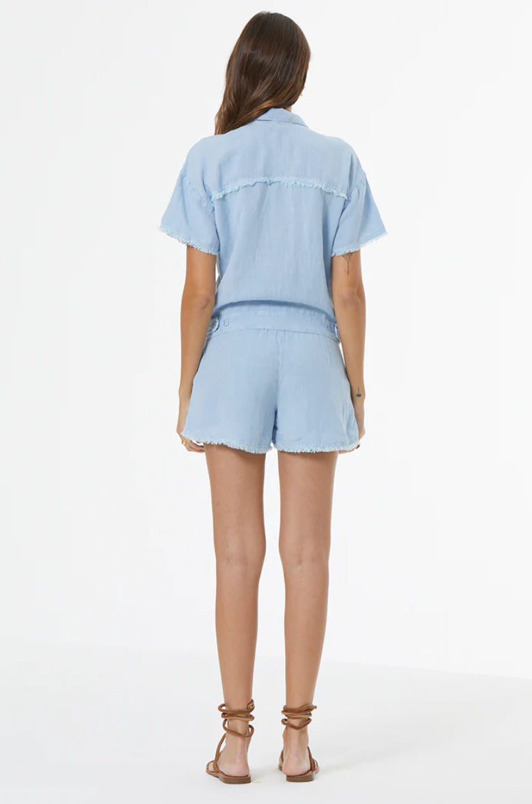 Yf3848 Light Wash Denim Romper