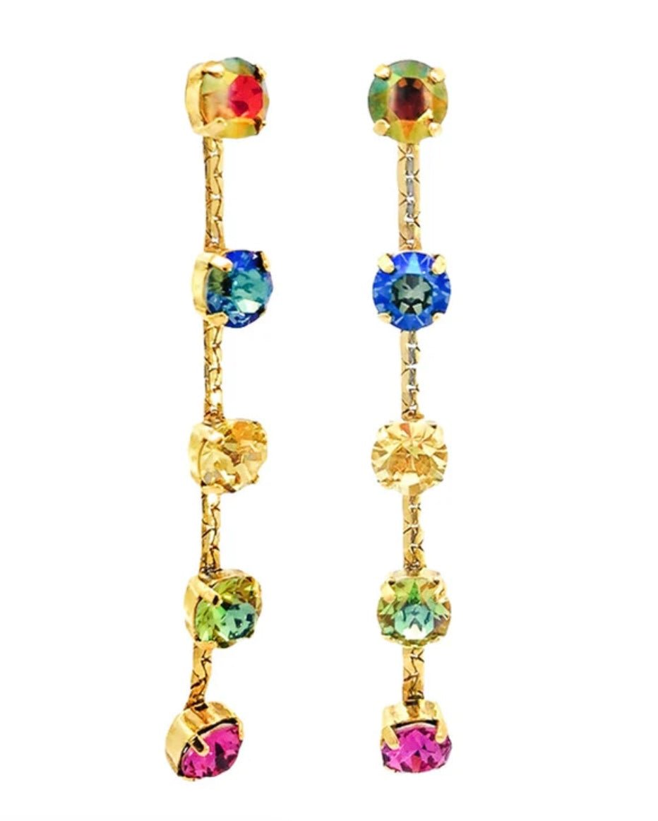 E7031 Crystal Drop Earrings - Multi