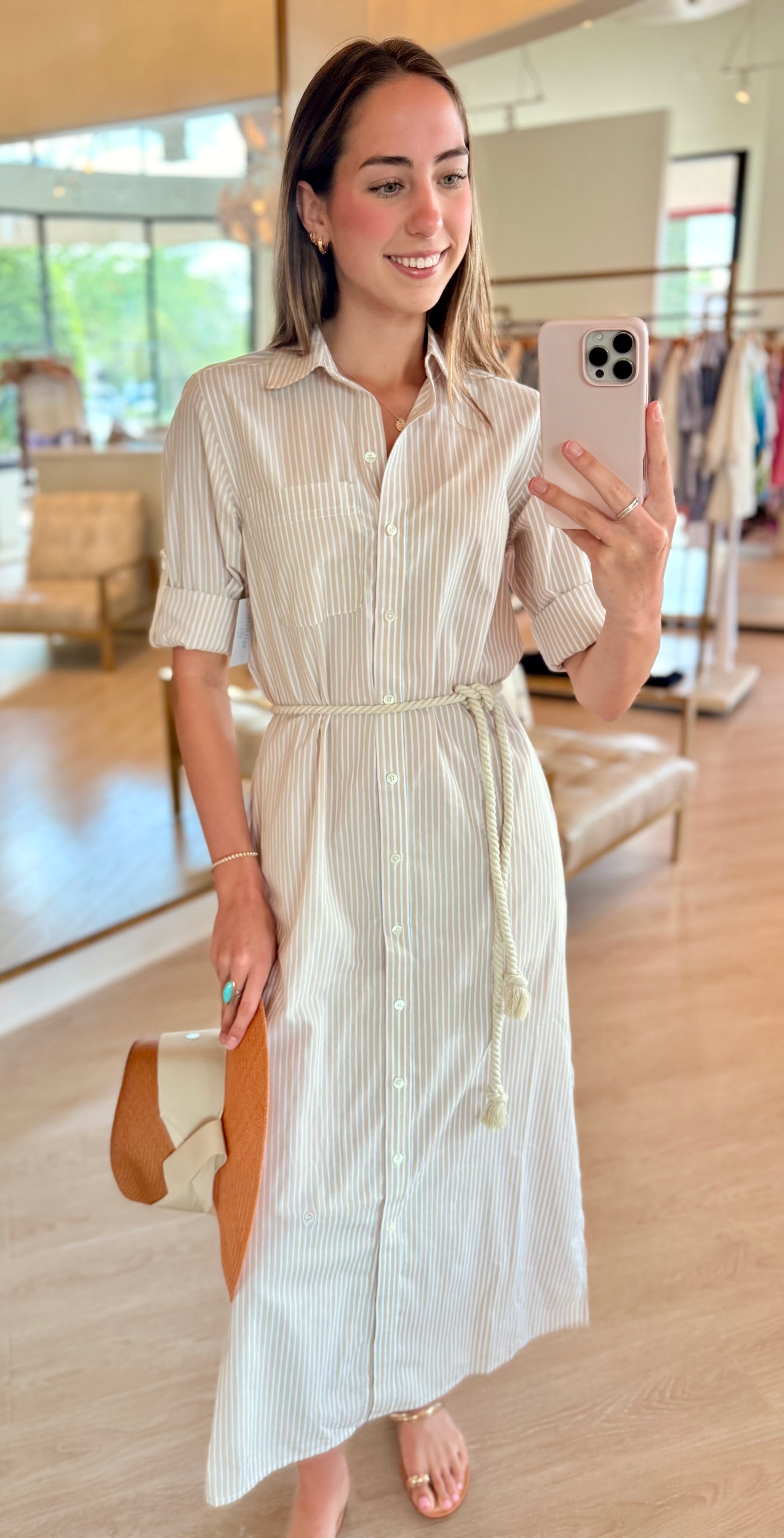 Lipa2994 Striped Maxi Shirtdress