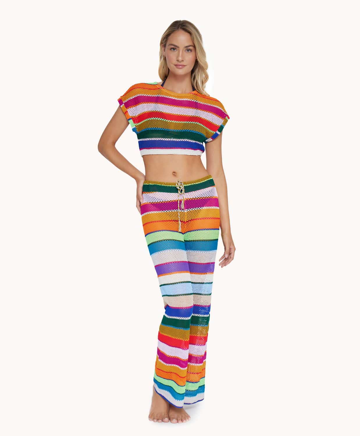 Pq1094 SET - Rainbow Stripe Pant Set