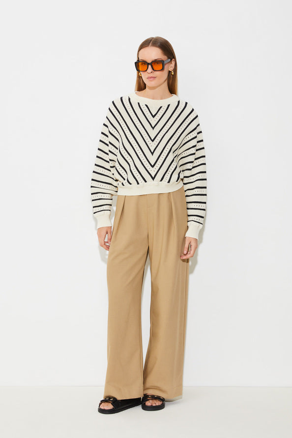 Su1262 Striped Dolman Sweater