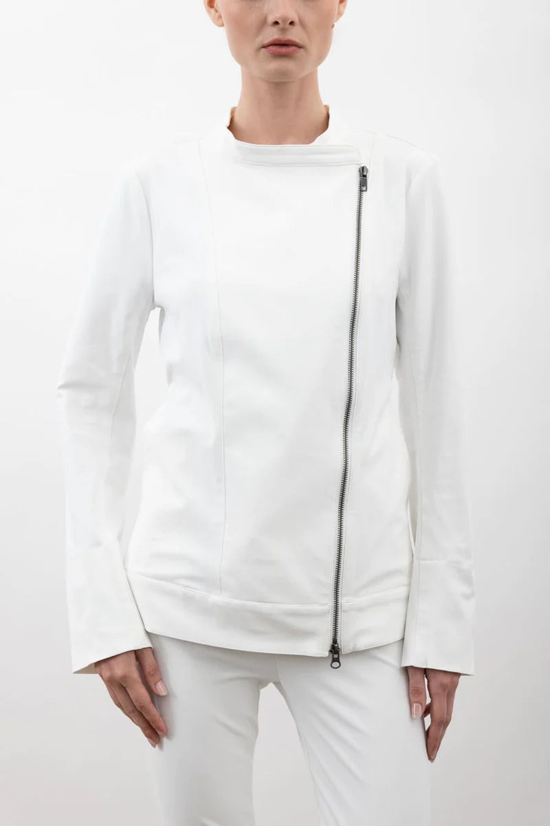 Elveracruz White Stretch Moto Jacket