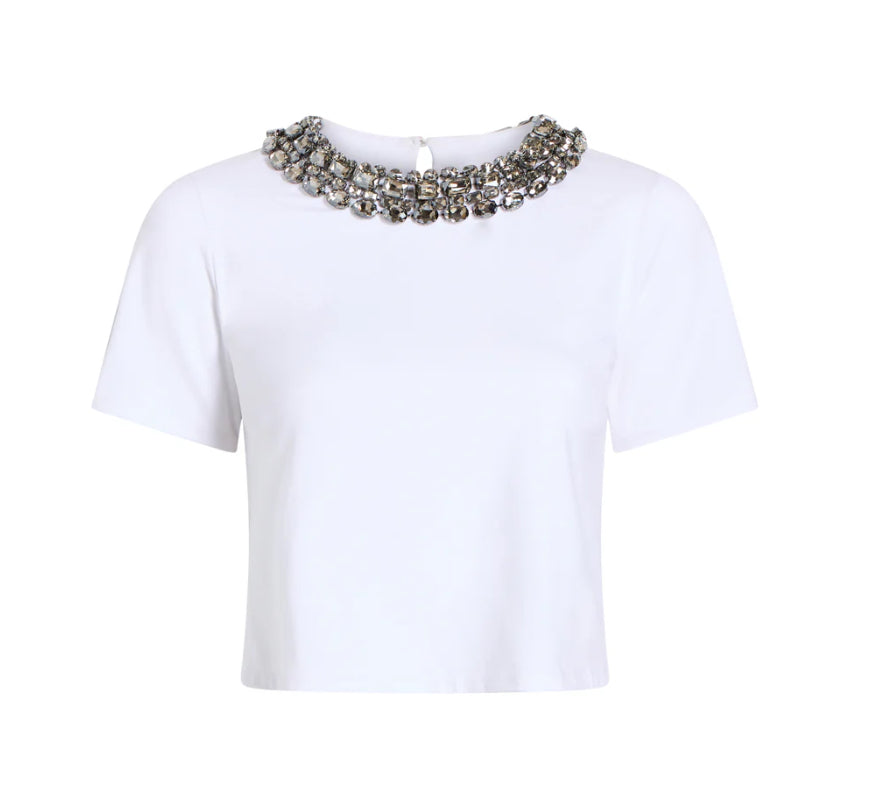 Cizt2280 White Chunky Necklace Tee