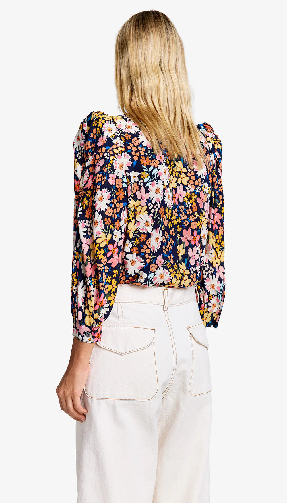 Sm114 Navy Floral Frontier Blouse