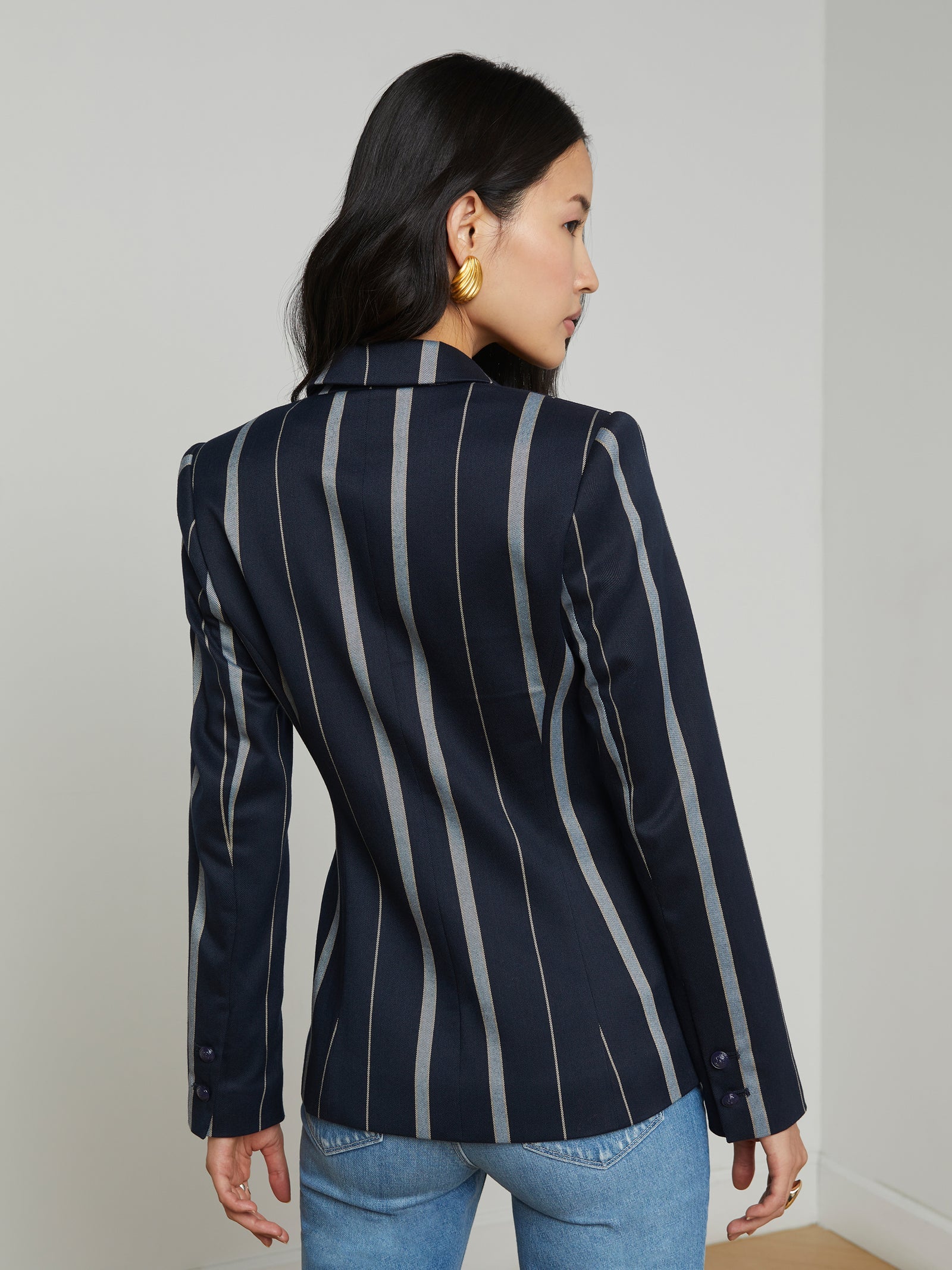 La1580 Navy Striped Blazer