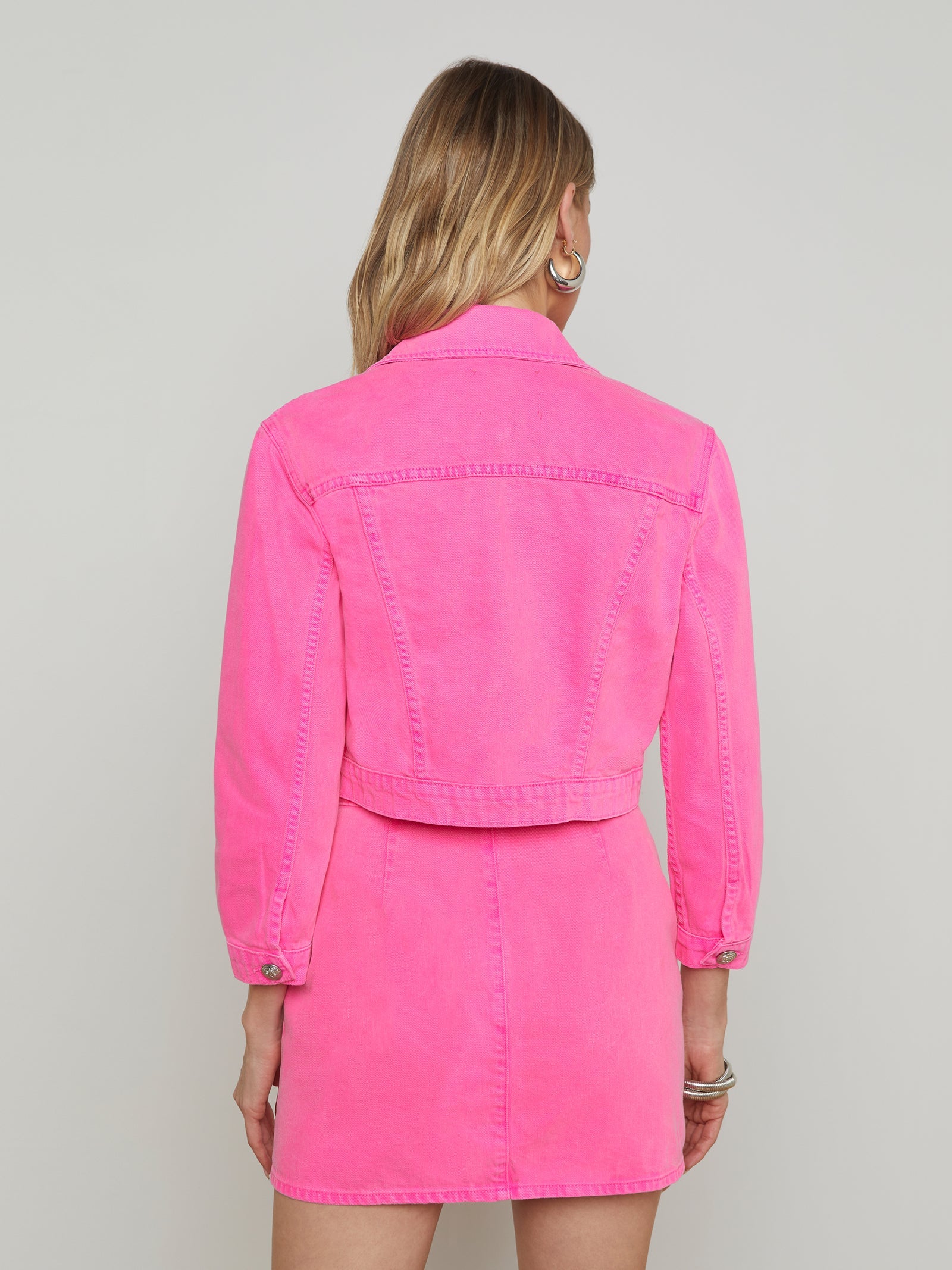 La1914 Hot Pink Cropped Denim Jacket