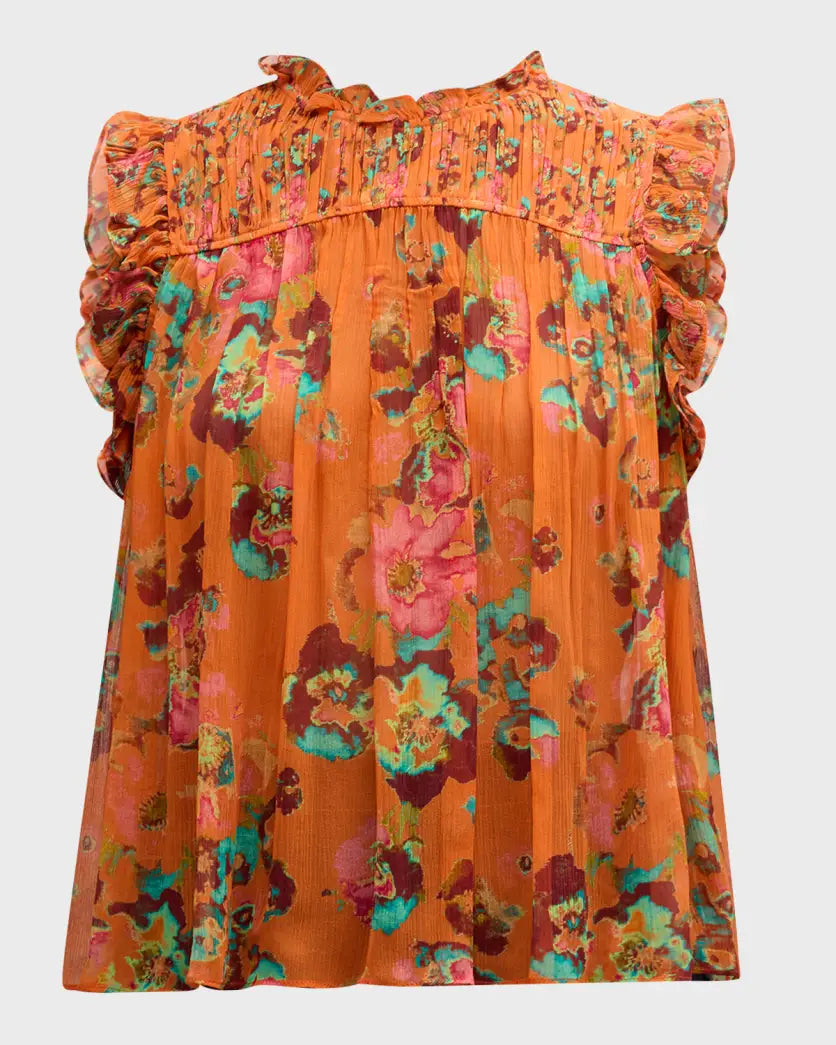 Ul240216 Ulla Johnson Orange Begonia Blouse