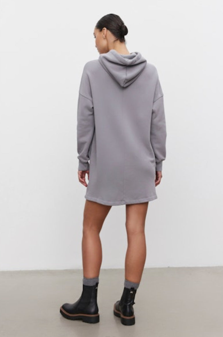 Vetta Velvet Grey Hoodie Dress