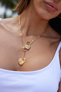 Lariat Heart of Gold Necklace