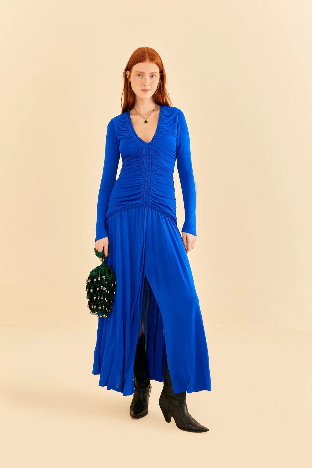 Fa315988 Farm Rio Bright Blue Midi Dress