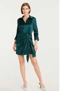 Cizd2676 Jade Faux Wrap Silk Dress