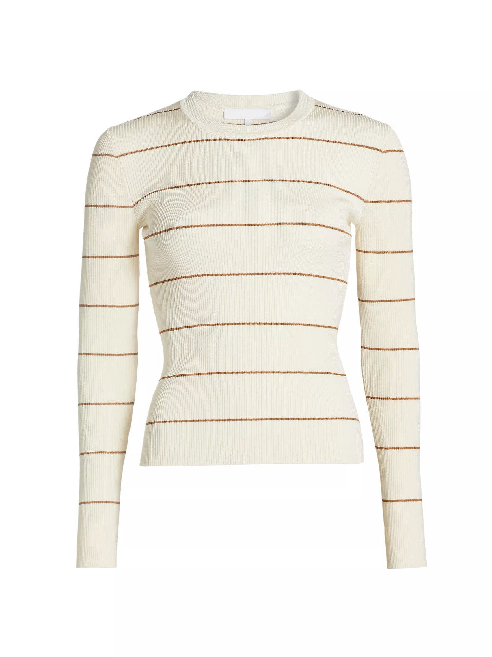 Frsw003 Camel Stripe Rib Crewneck