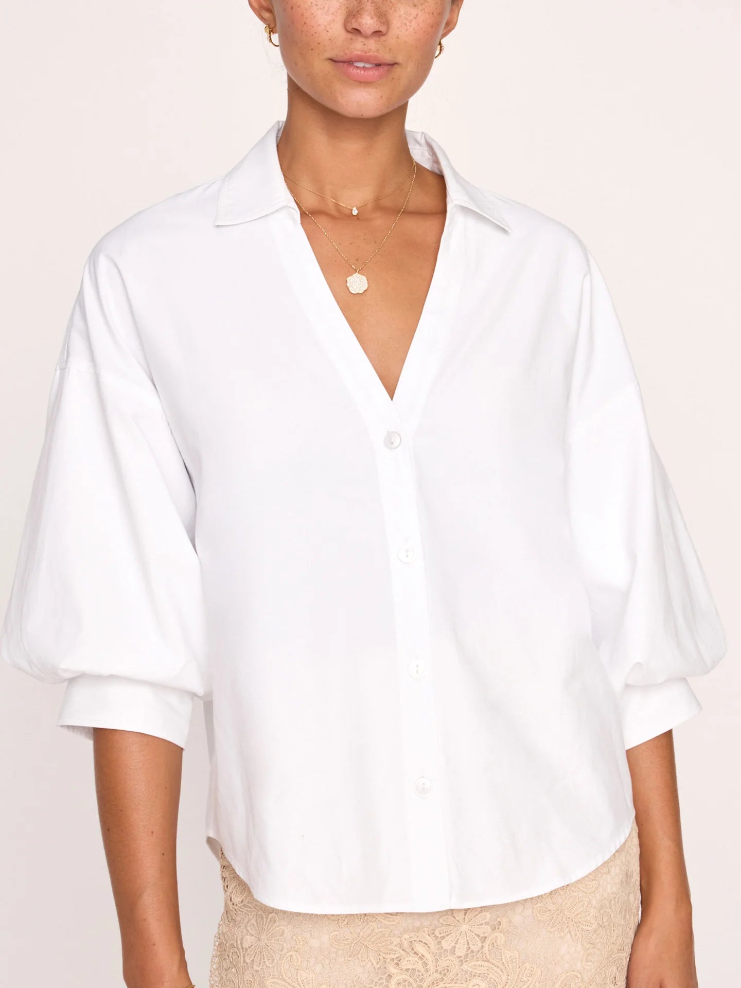 Brjcp4219 White Poplin Top