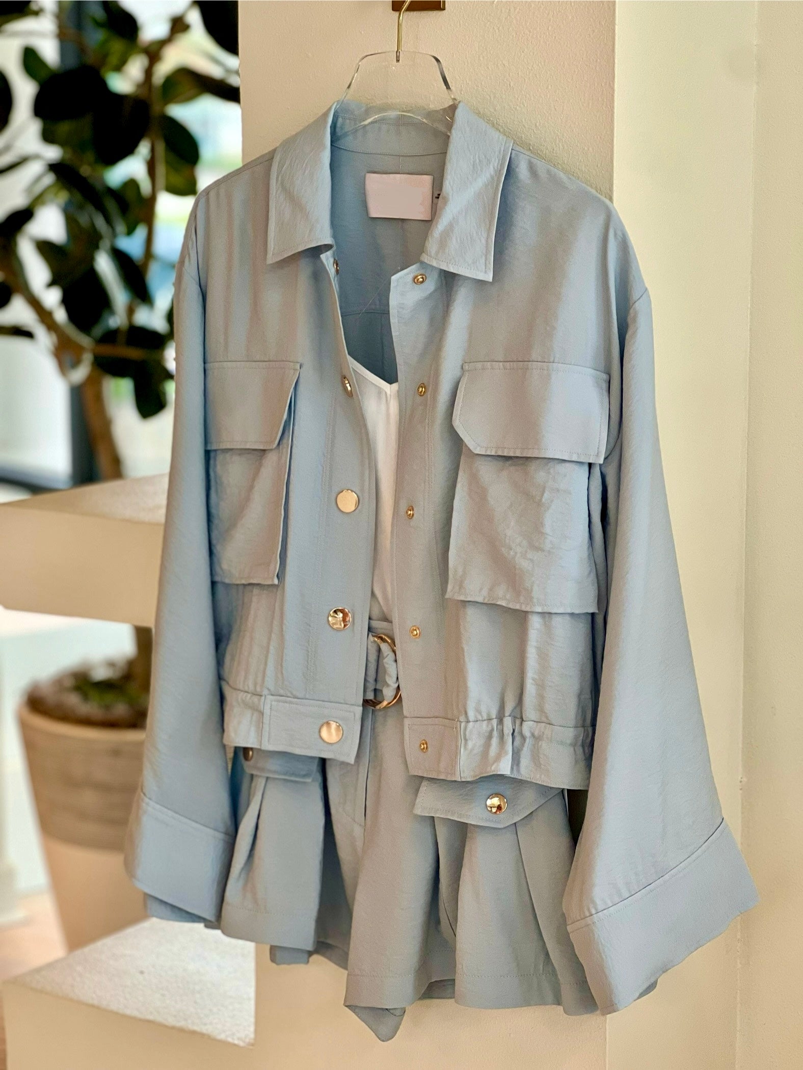 Raa2005 Crystal Blue Collared Jacket