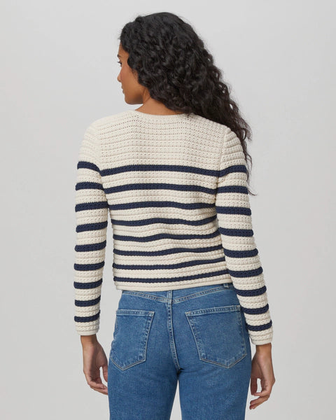 Pa12095 Navy Stripe Cardigan