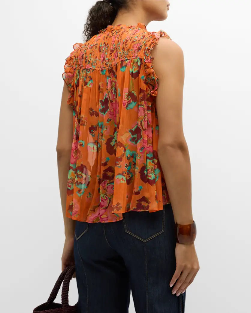 Ul240216 Ulla Johnson Orange Begonia Blouse