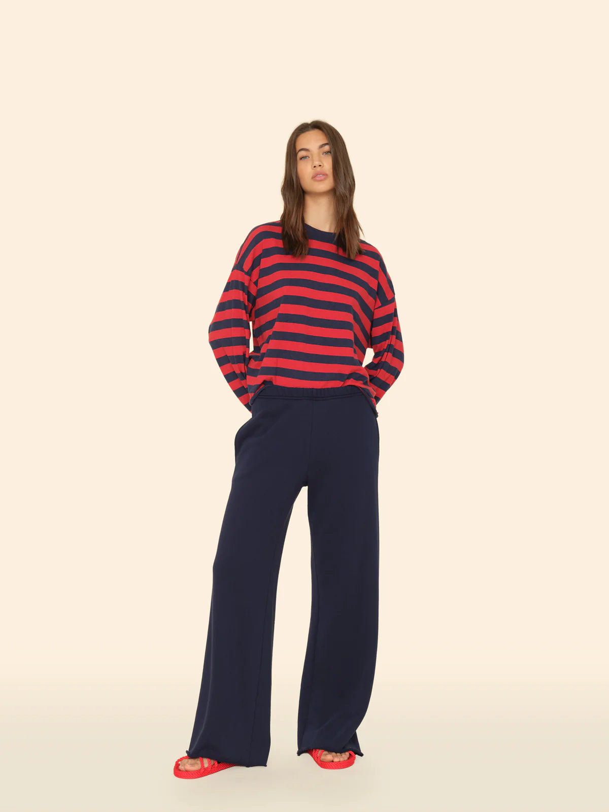 Xix8wfp002 Navy Wide Leg Pant