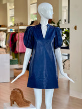 Load image into Gallery viewer, Em24538 Navy Vegan Leather Shift Dress
