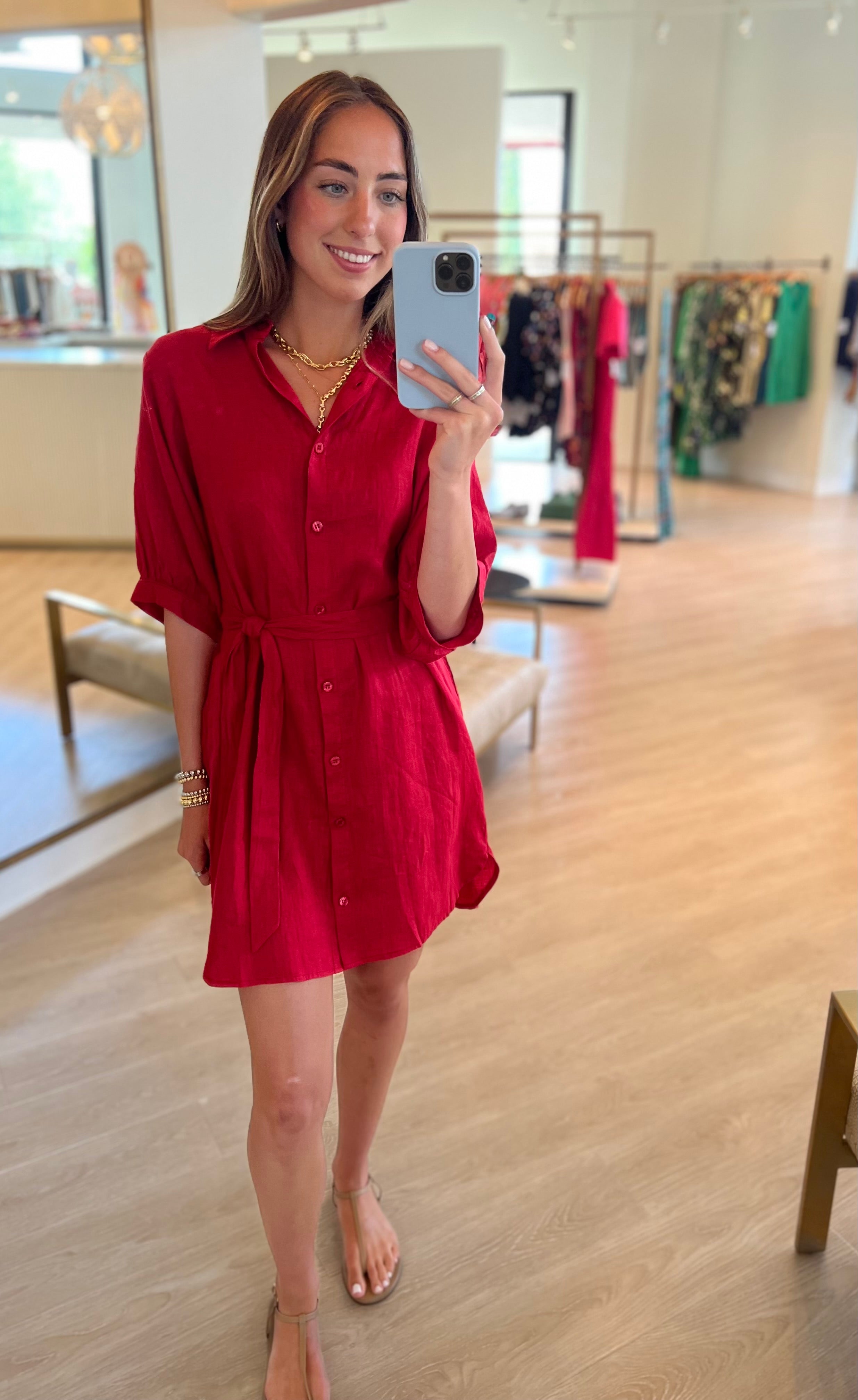 Ph3144 Cherry Linen Dress