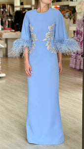 Re1393 Feather Trimmed Gown