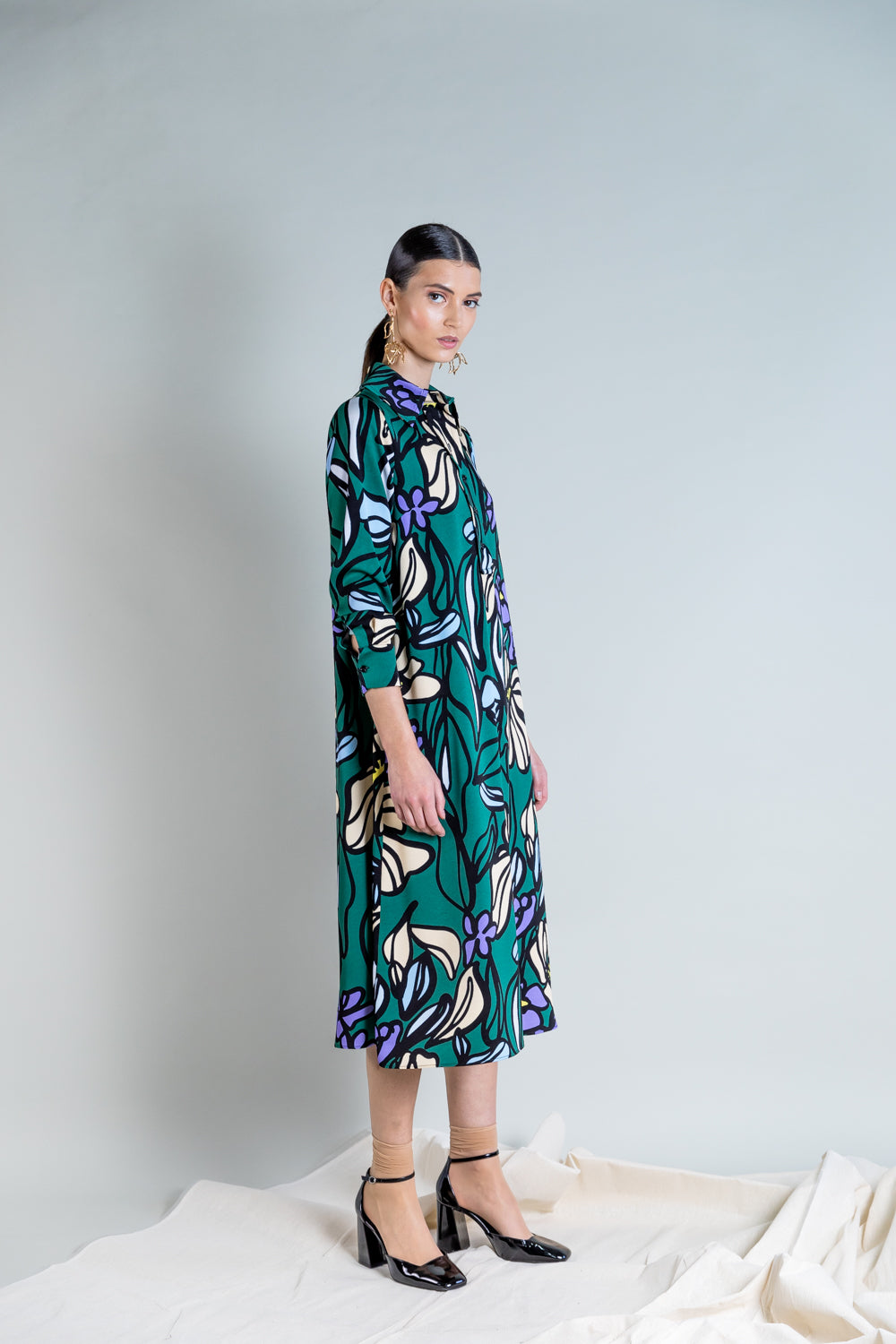 Ps2047 Forest Floral Midi Dress