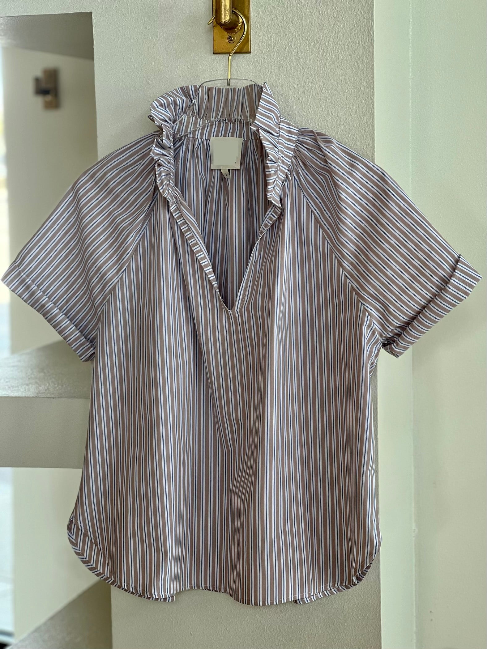 As118 Tan Stripe Top