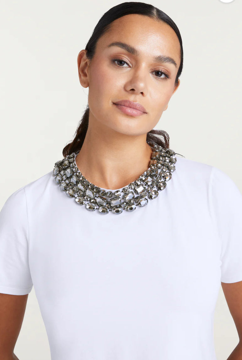 Cizt2280 White Chunky Necklace Tee