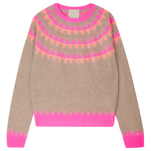 Ju2309 Fair Isle Neon Sweater