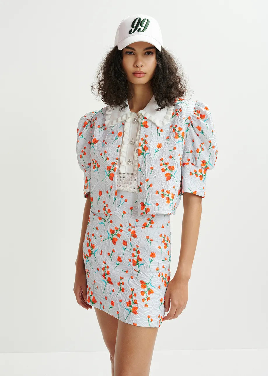 Eshosha Floral Puff Sleeve Jacket