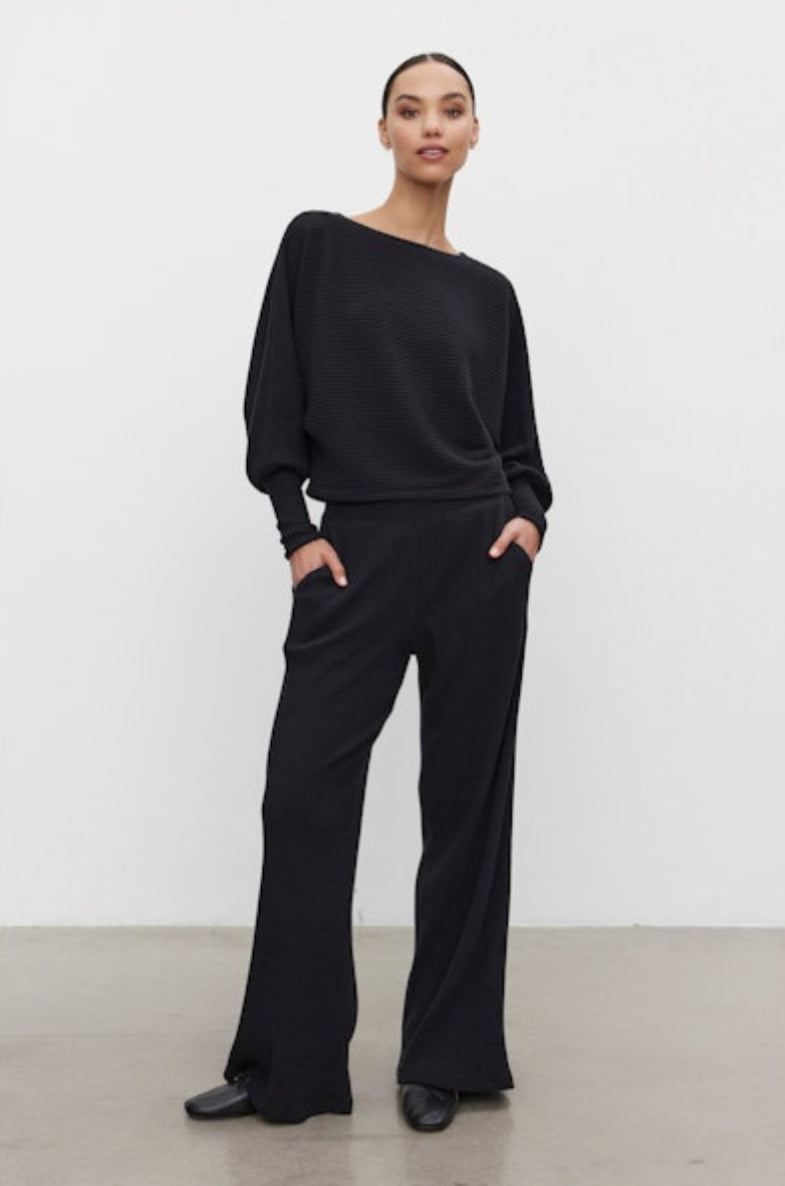 Vecolleen Black Ribbed Pant