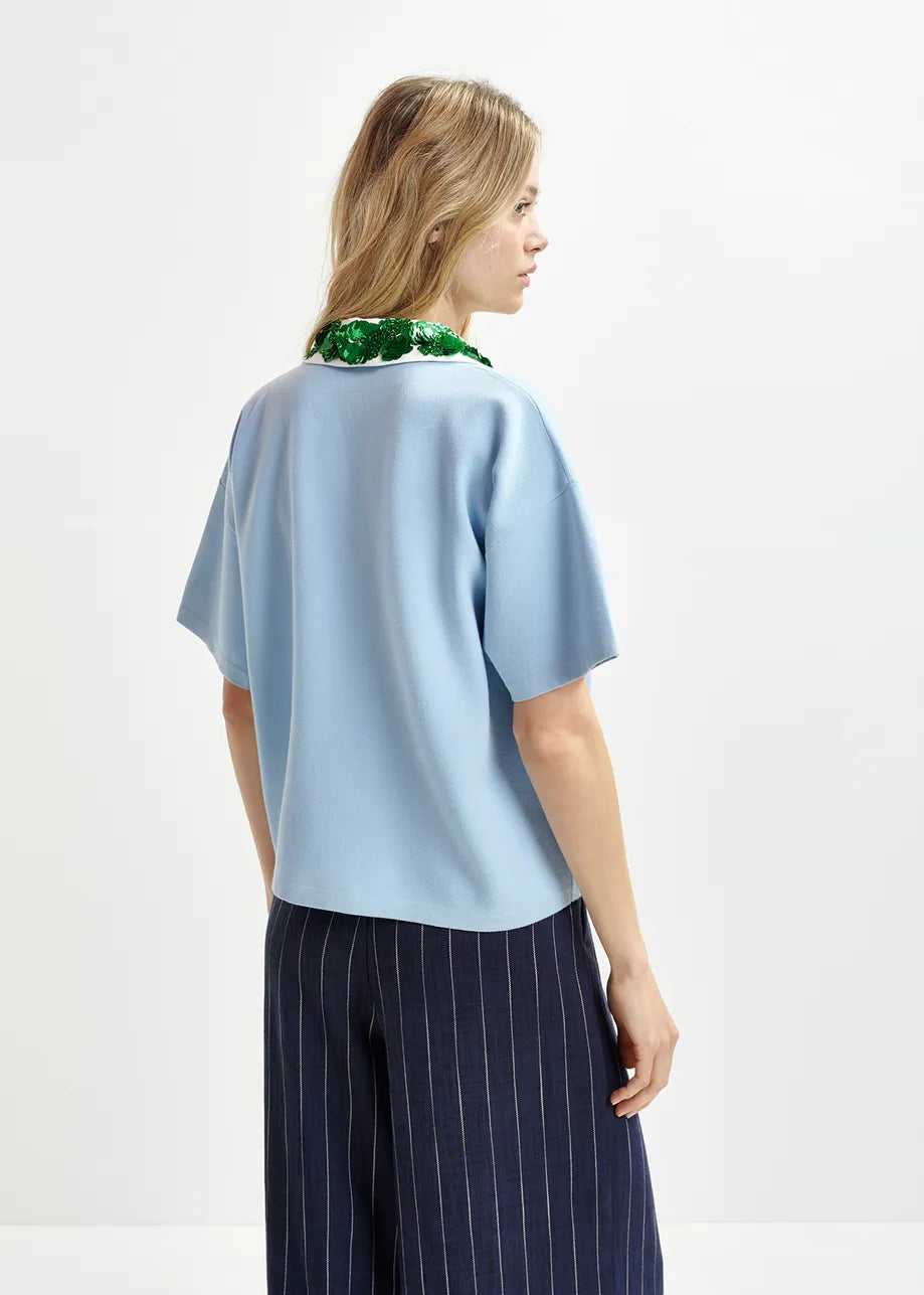 Eshoiseau Embellished Polo Top