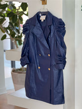 Load image into Gallery viewer, Em24541 Navy Vegan Leather Blazer Dress
