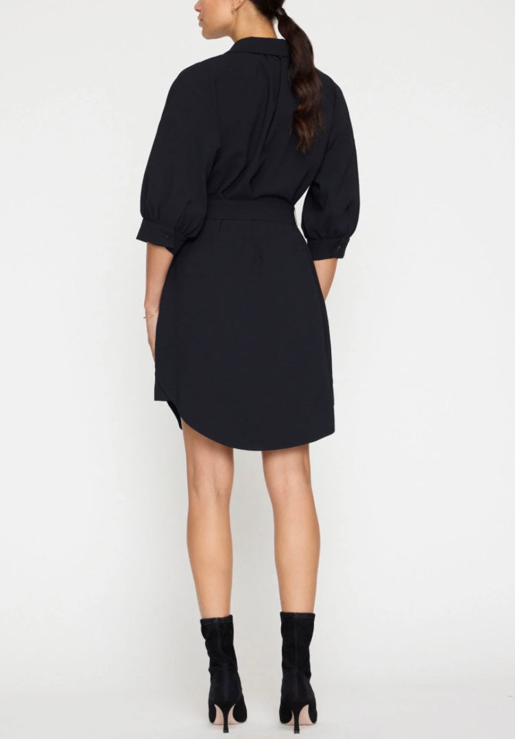 Brpcr4040 Black Belted Crepe Dress