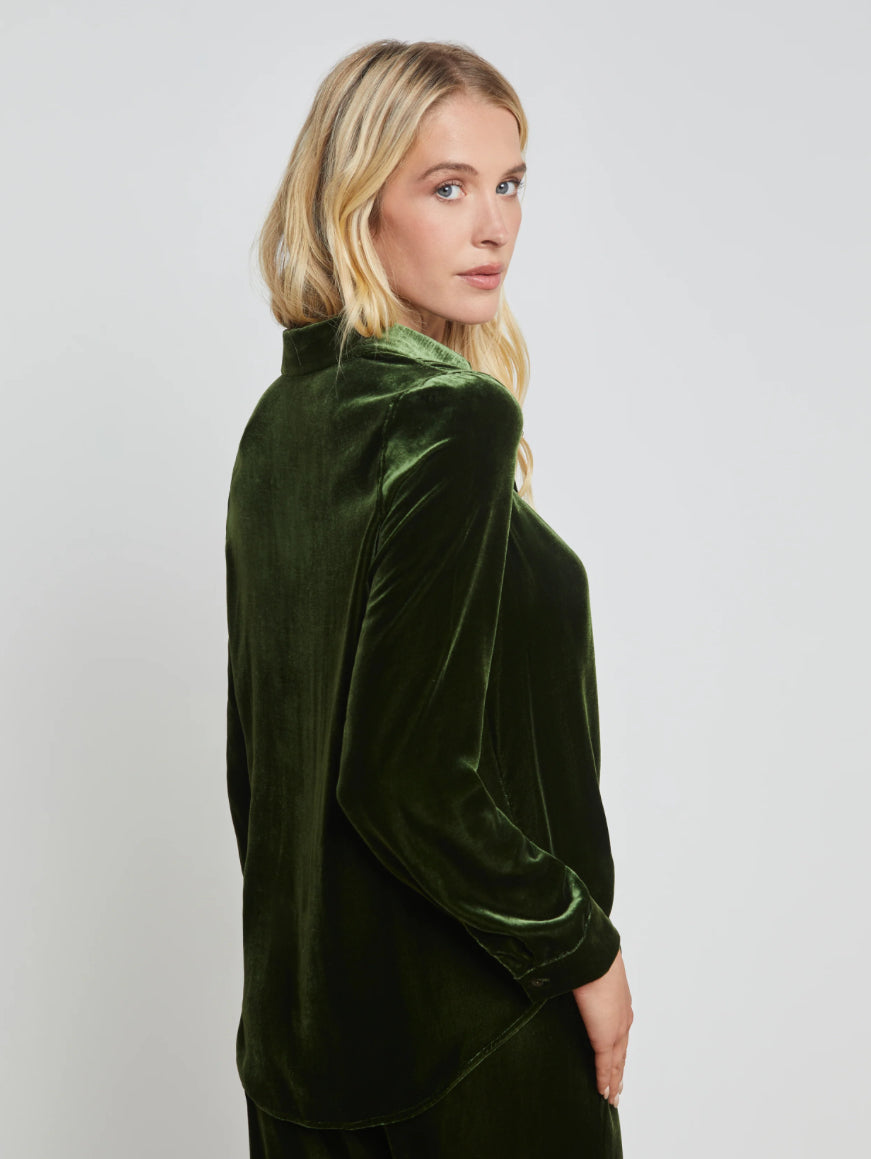 La40379 Olive Velvet Blouse