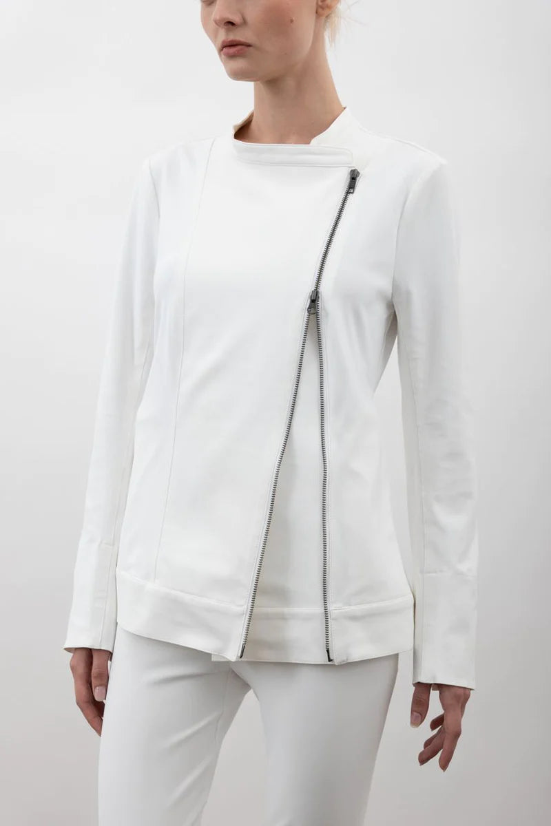 Elveracruz White Stretch Moto Jacket