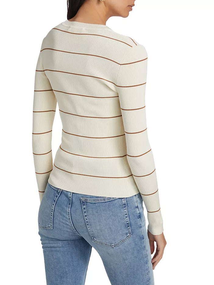 Frsw003 Camel Stripe Rib Crewneck