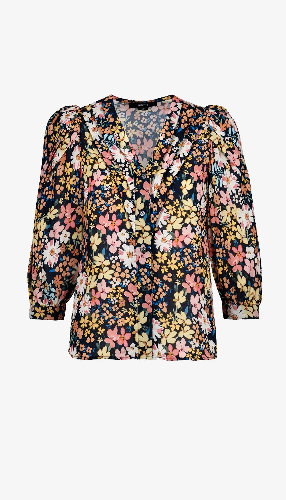 Sm114 Navy Floral Frontier Blouse