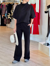 Load image into Gallery viewer, Ma254 Black Fleece Wide Leg Pant
